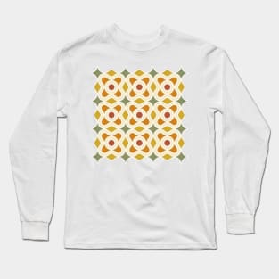 Retro Floral Pattern - Orange & Green Long Sleeve T-Shirt